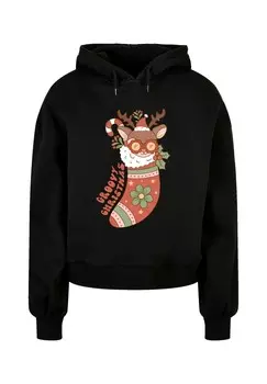 Толстовка с капюшоном GROOVY WEIHNACHTEN HIPPIE REINDEER F4NT4STIC, черный