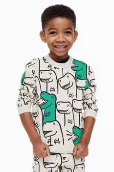 Толстовка с капюшоном H&amp;M, светло-бежевый/динозавры
