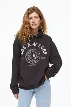 Толстовка с капюшоном H&amp;M, темно-серый/лос-анджелес