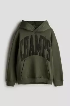 Толстовка с капюшоном H&M, зеленый