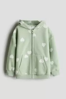 Толстовка с капюшоном H&M, зеленый
