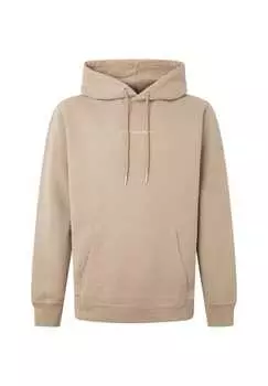 Толстовка с капюшоном - худи David хлопковый капюшон логотип однотонный Pepe Jeans, бежевый