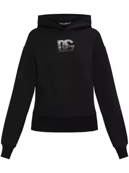Толстовка с капюшоном и аппликацией логотипа Dolce & Gabbana, черный