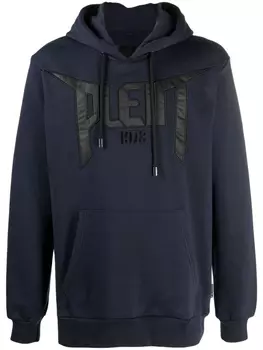 Толстовка с капюшоном и аппликацией-логотипом Philipp Plein, синий