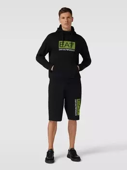 Толстовка с капюшоном и этикеткой, модель «FELPA» EA7 Emporio Armani, черный