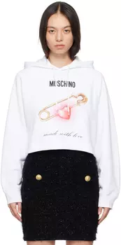 Толстовка с капюшоном и булавкой White Heart Moschino