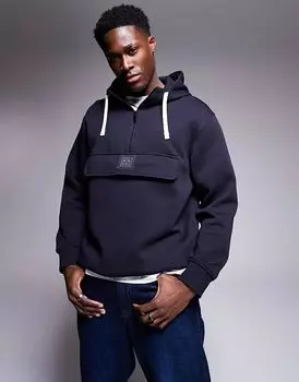 Толстовка с капюшоном и центральным логотипом в темно-синем цвете Armani Exchange