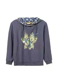 Толстовка с капюшоном и цветочным принтом спереди Joebrowns, цвет Indigo Bedruckt