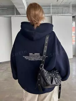 Толстовка с капюшоном и длинными рукавами Для женщин Dazy, темно-синий