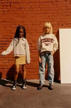 Толстовка с капюшоном и флокированным слоганом ZARA, экрю