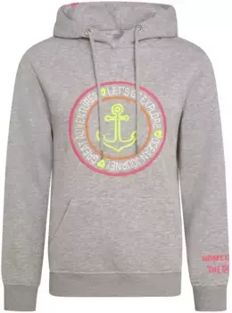 Толстовка с капюшоном и худи Twin Heart с вышивкой в виде якоря Zwillingsherz, цвет Hellgrau-Meliert