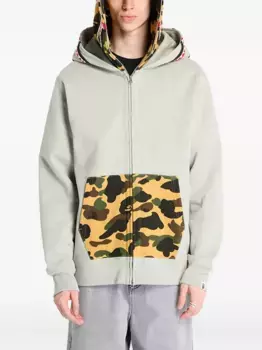 Толстовка с капюшоном и камуфляжным принтом акулы A BATHING APE, зеленый