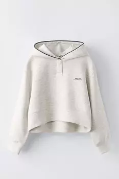 Толстовка с капюшоном и кантом ZARA, серый мергель