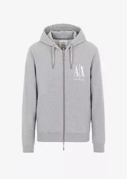 Толстовка с капюшоном и капюшоном на молнии с логотипом Icon Armani Exchange, серый