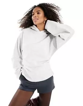 Толстовка с капюшоном и корсетом из плотной ткани цвета ледяной меланж ASOS DESIGN