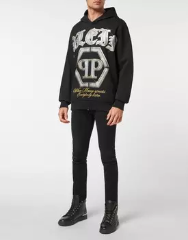 Толстовка с капюшоном и кристаллами Philipp Plein, черный