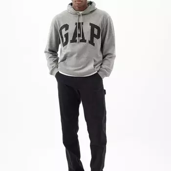 Толстовка с капюшоном и крупным принтом логотипа Gap, серый
