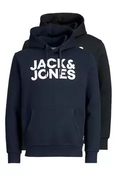 Толстовка с капюшоном и логотипом - 2 шт Jack & Jones, черный