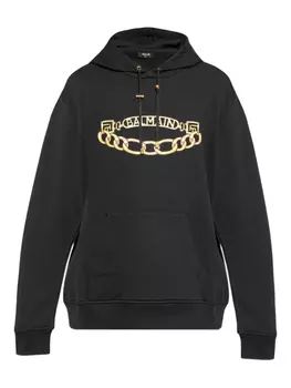 Толстовка с капюшоном и логотипом Balmain, черный