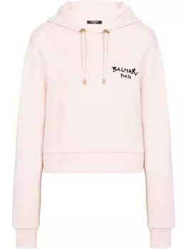Толстовка с капюшоном и логотипом Balmain, розовый
