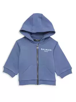 Толстовка с капюшоном и логотипом для маленьких мальчиков Balmain, синий