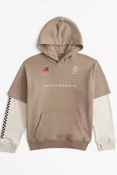 Толстовка с капюшоном и логотипом гонок Abercrombie & Fitch, коричневый