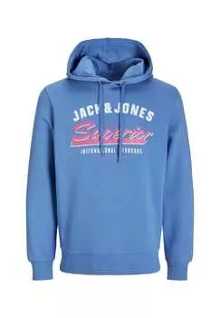 Толстовка с капюшоном и логотипом Jack & Jones, синий