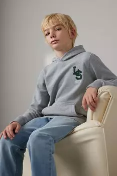 Толстовка с капюшоном и логотипом на груди в виде университетских букв Levi'S, серый