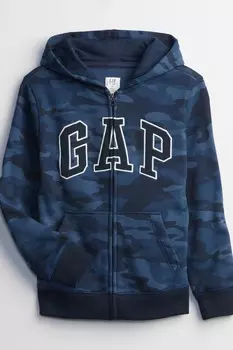 Толстовка с капюшоном и логотипом на молнии (4 13 лет) Gap, синий