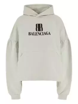 Толстовка с капюшоном и логотипом на рукавах-фонариках BALENCIAGA, нейтральный