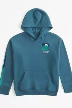 Толстовка с капюшоном и логотипом на спине Abercrombie & Fitch, синий