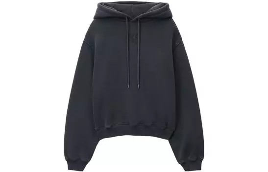 Толстовка с капюшоном и логотипом на завязках Alexander Wang, темно-серый