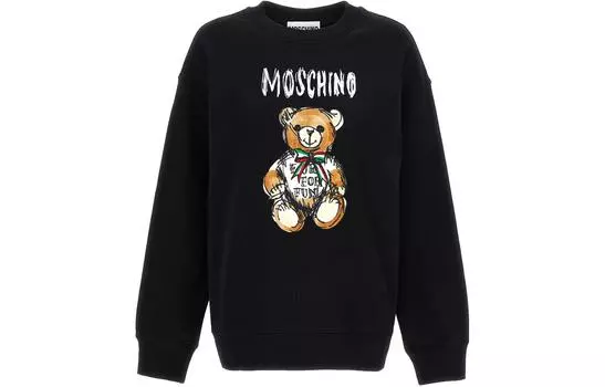 Толстовка с капюшоном и логотипом на завязках MOSCHINO, черный