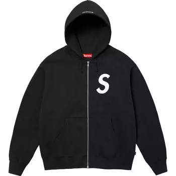 Толстовка с капюшоном и логотипом S на молнии Supreme, черный