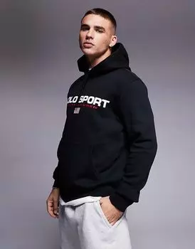 Толстовка с капюшоном и логотипом Sports Capsule черного цвета Polo Ralph Lauren