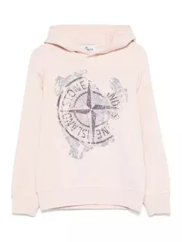 Толстовка с капюшоном и логотипом Stone Island Junior, розовый