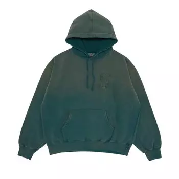 Толстовка с капюшоном и логотипом Supreme Overdyed S, темно-бирюзовый