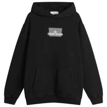 Толстовка с капюшоном и логотипом в виде сетки Stone Island, черный