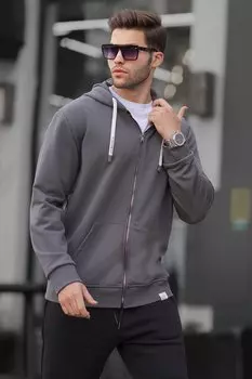 Толстовка с капюшоном и молнией дымчатого цвета 6161 MADMEXT