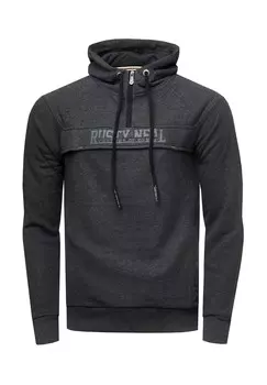 Толстовка с капюшоном и надписью бренда спереди RUSTY NEAL, антарцитовый