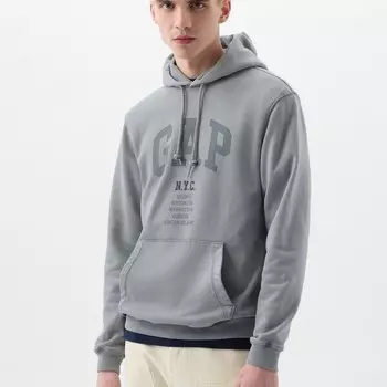 Толстовка с капюшоном и напечатанным логотипом Gap, синий