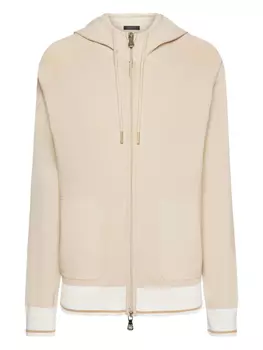 Толстовка с капюшоном и полосатой каймой ELENA MIRO`, нейтральный