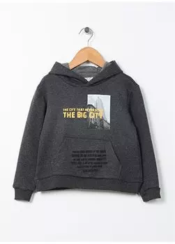 Толстовка с капюшоном и принтом антрацитового меланжа для мальчиков NEWYORK BOY Limon, антрацитовый