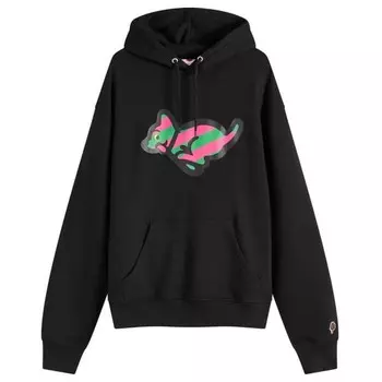 Толстовка с капюшоном и принтом бегущего щенка Icecream, черный