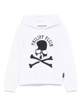 Толстовка с капюшоном и принтом черепа Philipp Plein Junior, белый