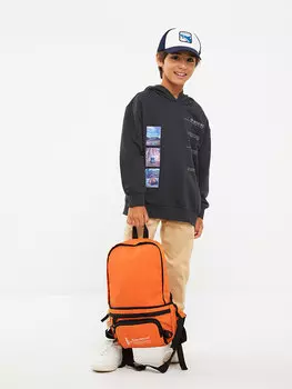 Толстовка с капюшоном и принтом для мальчиков с длинными рукавами LCW Kids, антрацит