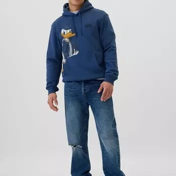 Толстовка с капюшоном и принтом дональда дака Gap, синий