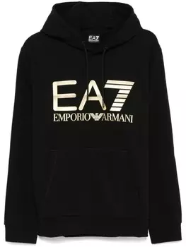 Толстовка с капюшоном и принтом логотипа Ea7 Emporio Armani, черный