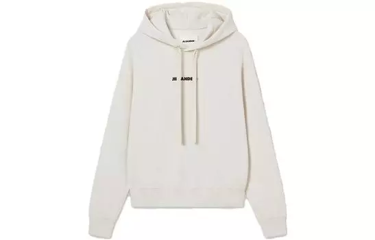 Толстовка с капюшоном и принтом логотипа JIL SANDER, светло-серый