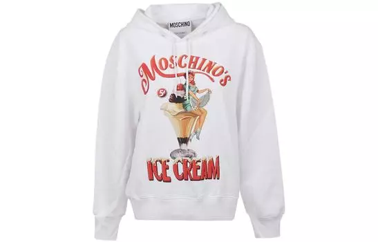 Толстовка с капюшоном и принтом логотипа MOSCHINO, белый